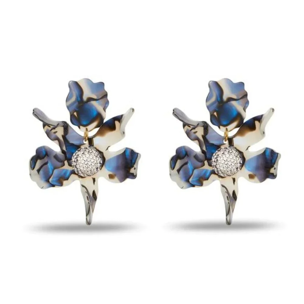 NWT Lele Sadoughi Crystal Lily Earrings Women's Pacific Abalone 400 One Size